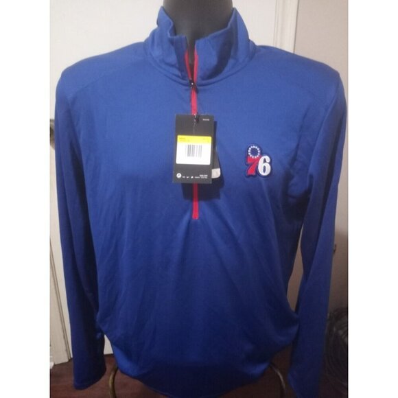 New Nike Dri Fit NBA Philadelphia 76ers 1/4 Zip L/S Pullover Men's Small S Blue - Picture 1 of 12